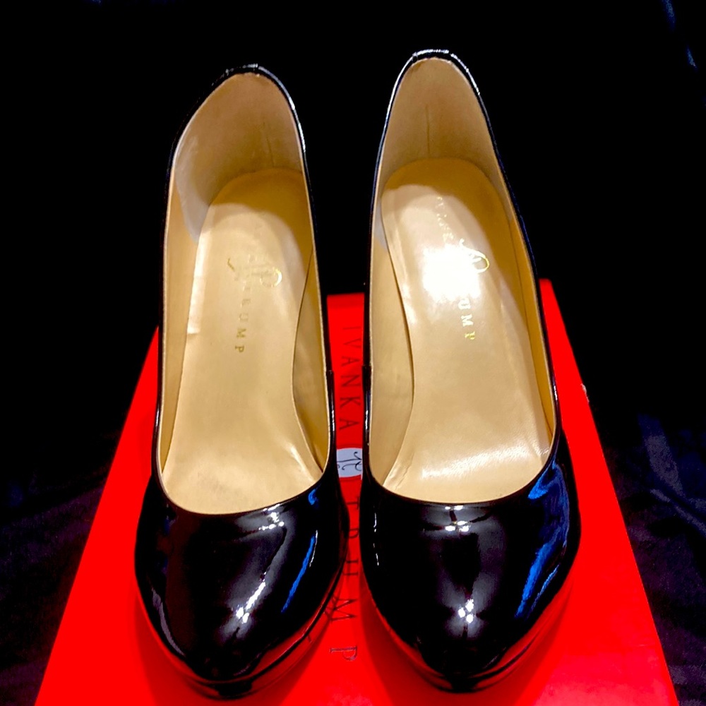 Ivanka Trump 3” black patent heels 9.5M - worn once